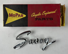 NOS Mopar Quarter Panel Nameplate 1959 Plymouth Savoy Models #1950579