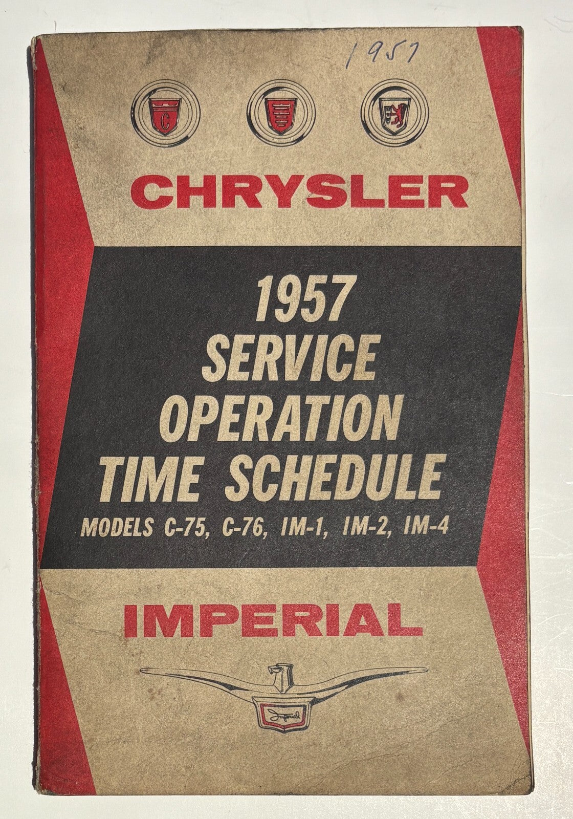 1957 Chrysler Service Operation Time Schedule C-75,C-76,IM-1,IM-2,IM-4 Imperial