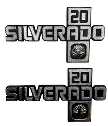 Front Fender Emblem Badge Pair "Silverado 20" for 1981-88 Chevy #14026452