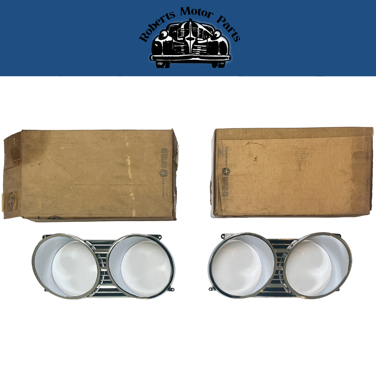 New Old Stock Headlight Bezels for 1966 Chrysler Newports #2578374 & #2578375