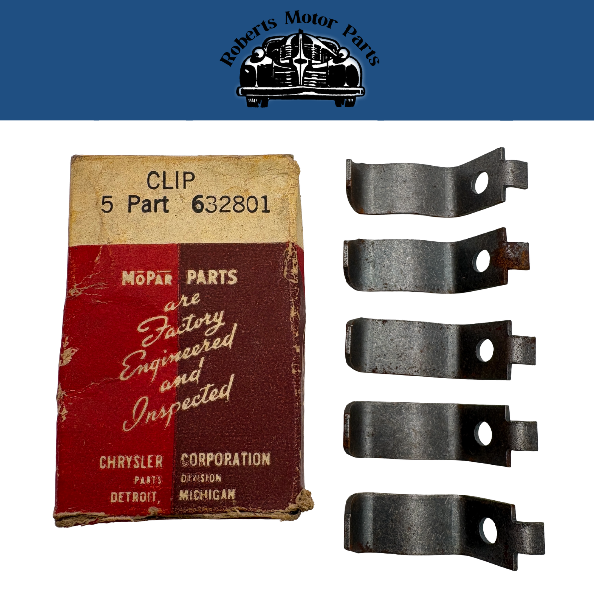 New Old Stock Hub Cap Spring Clip Set of 5 For 1936-1942 Mopar Models #632801