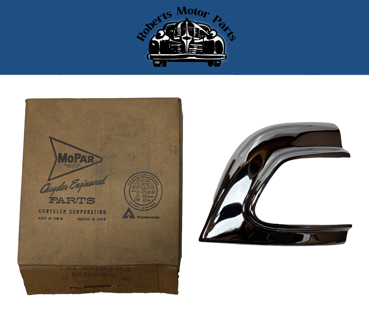 New Old Stock Left Lower Front Fender Moulding Extension 1955 DeSoto #1686163
