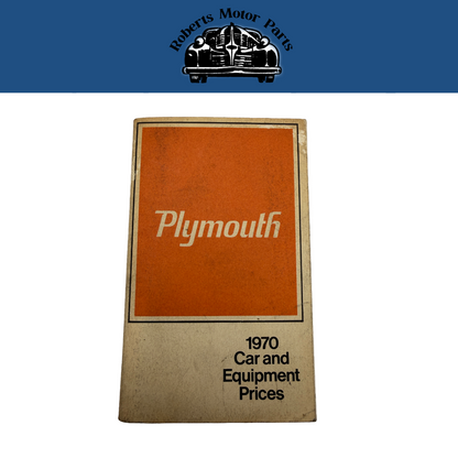 1970 Plymouth Car and Equipment Prices Salesman Pocket Guide Barracuda Fury