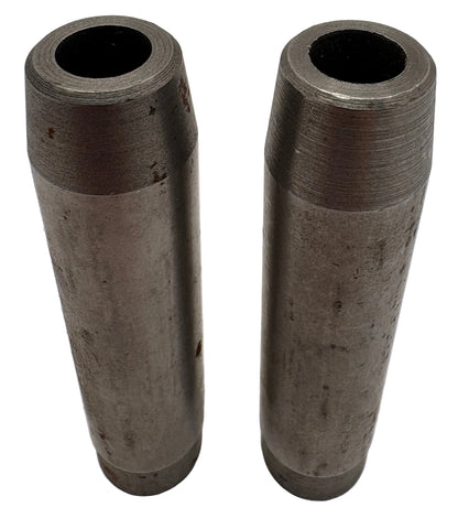 Two cylindrical metal components on a white background