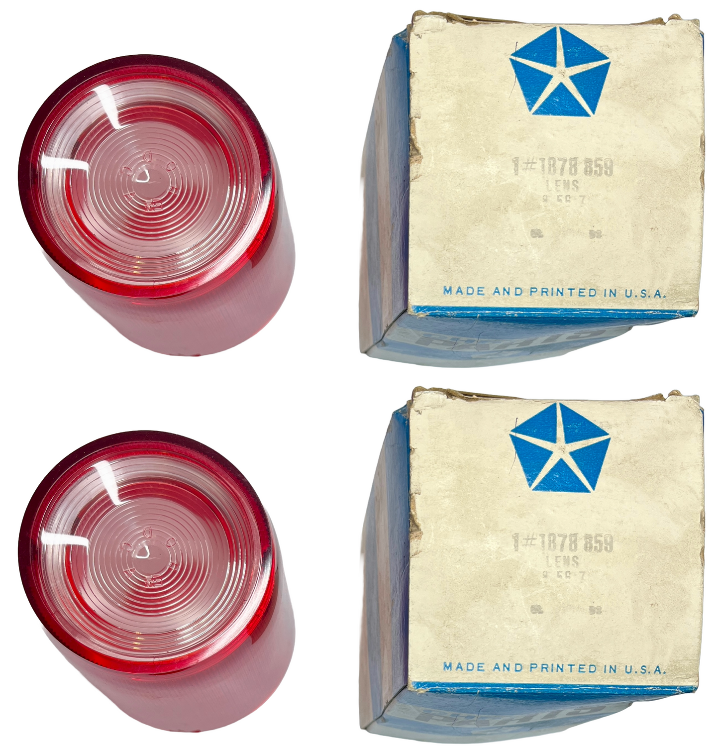New Old Stock Back Up Light Lens Pair for 1959 Dodge Models Mopar #1878859