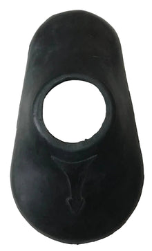 Black rubber boot sole with a central hole on a white background